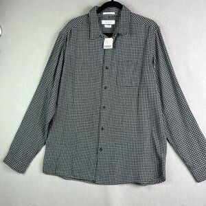 Urban Outfitters Flannel Shirt Mens Large Black White Check Button Standard FIt